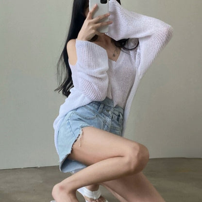 Off Shoulder Sexy Design Loose Stylish Spring Sweater