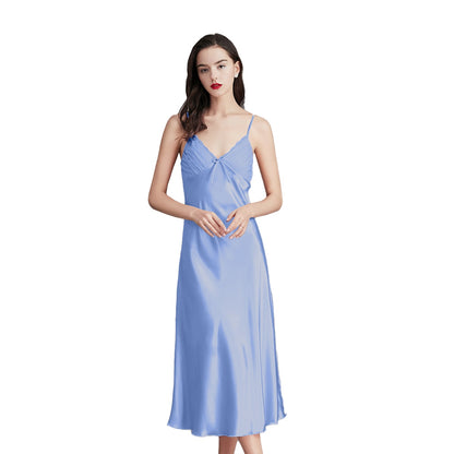 Long Sleeveless Satin Silk  Nightwear