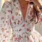 Lantern Sleeve Elegant Floral Print Mini Dress