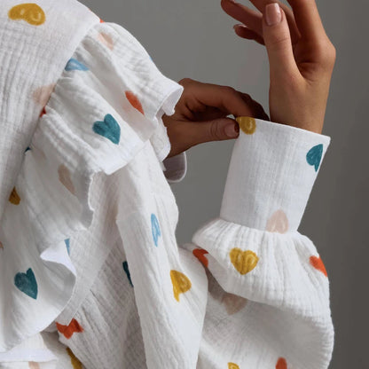 Heart Printed Ruffle Short  2 Piece Set