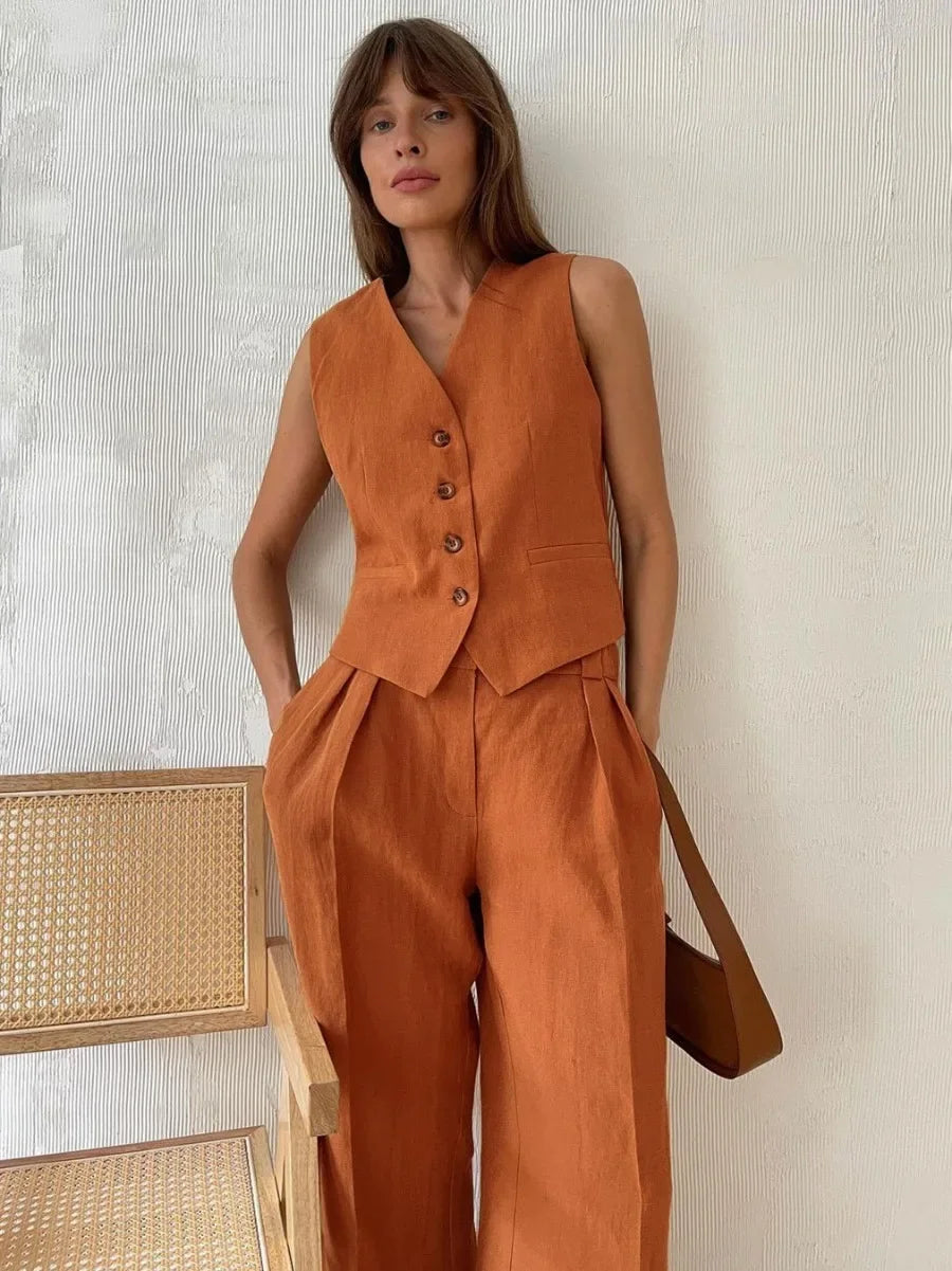 Chic Vest ＆ Pants Suit Two-Piece