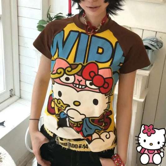 Hello Kitty Cartoon Printed T-shirt