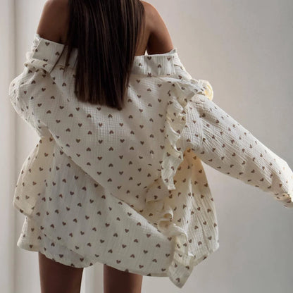 Heart Printed Ruffle Short  2 Piece Set