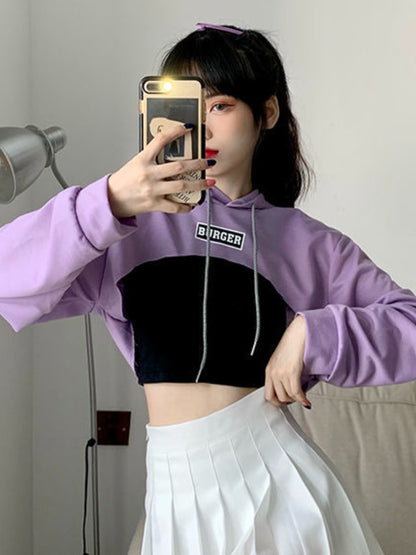 Solid Color Fashion Crop Hoodies