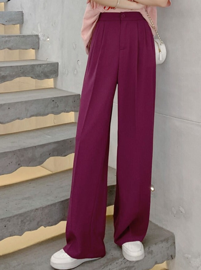 High Waist Cool Loose Straight Trousers