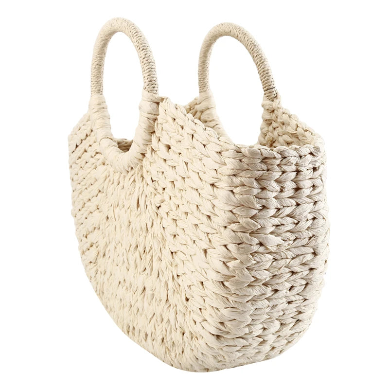 Woven Large Capacity Half Round Handbag