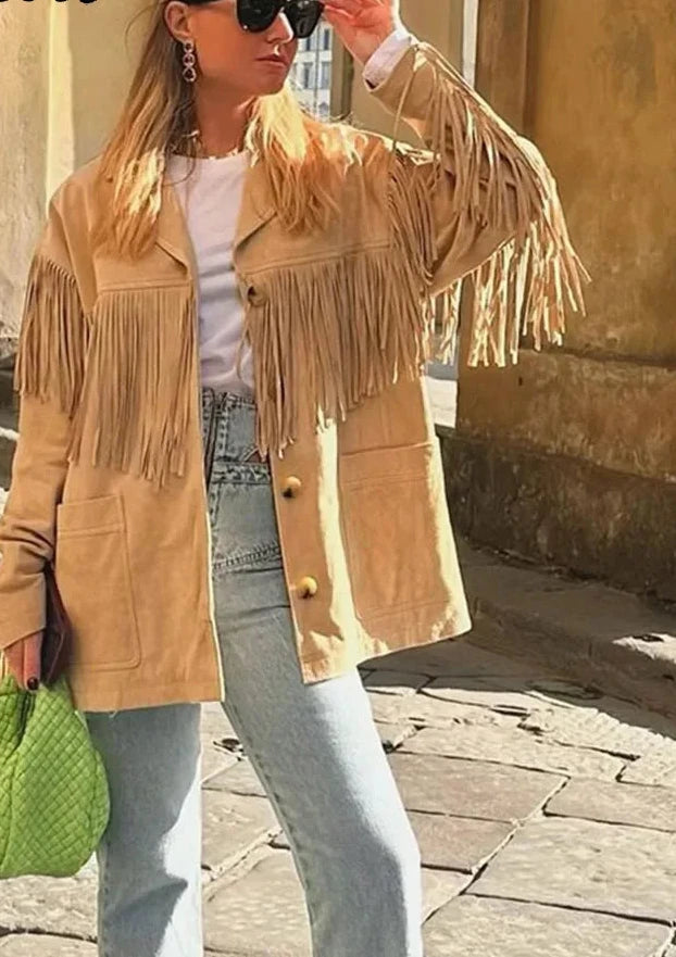 Faux Suede Tassel Women Jacket