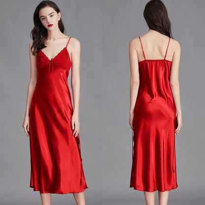 Long Sleeveless Satin Silk  Nightwear