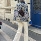 Patchwork Floral Print Cotton Coats