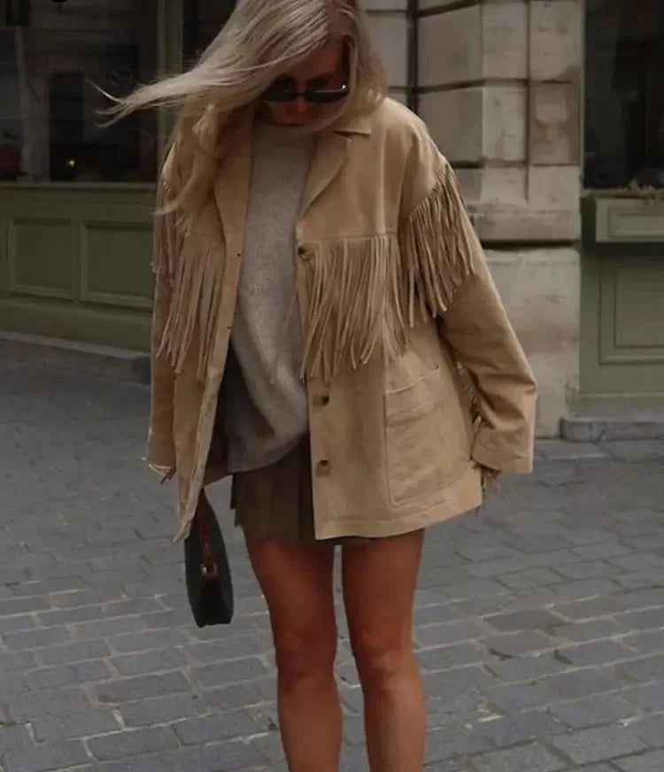 Faux Suede Tassel Women Jacket