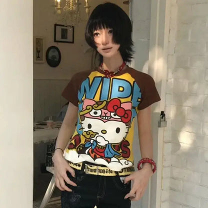 Hello Kitty Cartoon Printed T-shirt