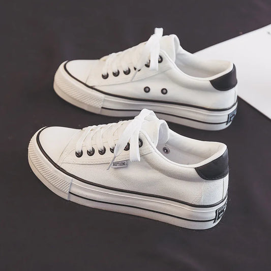 Low-Top Canvas Platform Sneakers