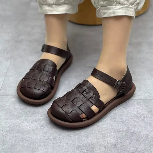 Square Toe Leather Gladiator Sandals