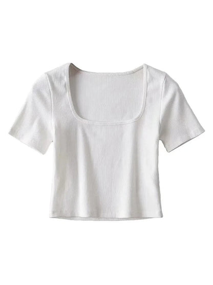 Square Neck Short Sleeve Crop