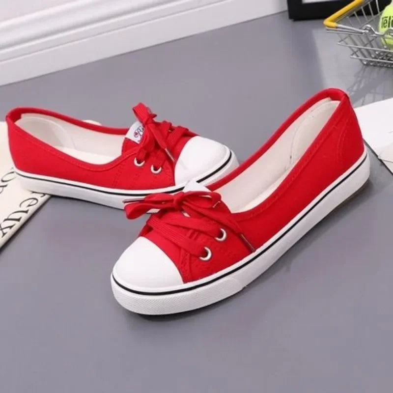 Lace-up casual canvas shoes for women