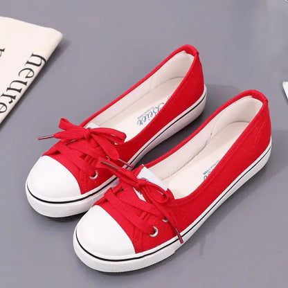 Lace-up casual canvas shoes for women
