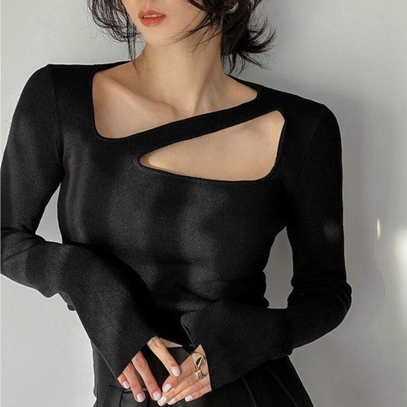 Slim Sexy Design Asymmetrical Pullovers