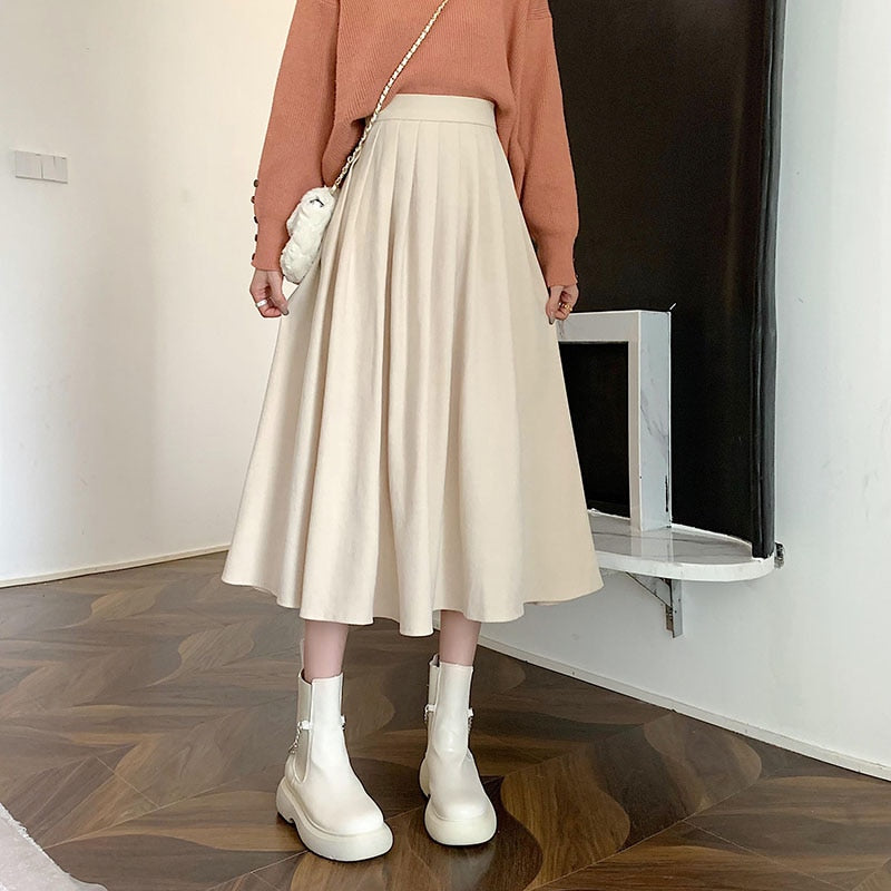High Waist Pleated Elegant College Style Skirt