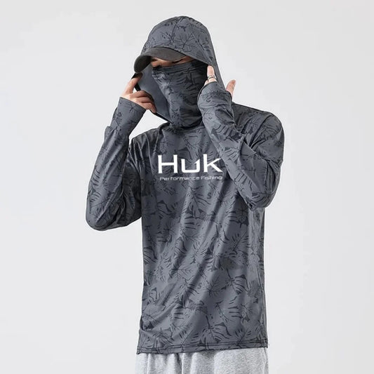Men's Fishing hooded sweatshirt Fishing UV protection hoodie Camiseta De Pesca clothing hooded top grey white