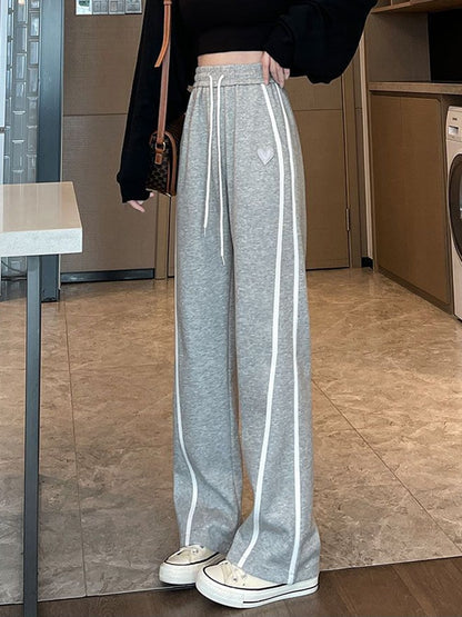 Vintage Lace Up Heart Wide Leg Pants