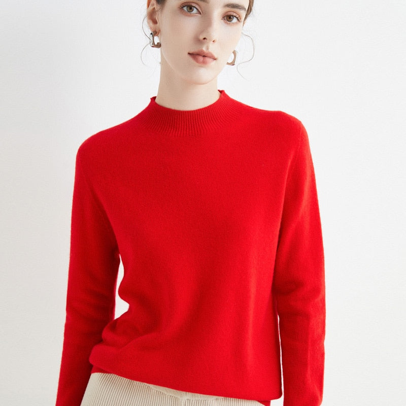 Loose Half Turtleneck Wool Sweater