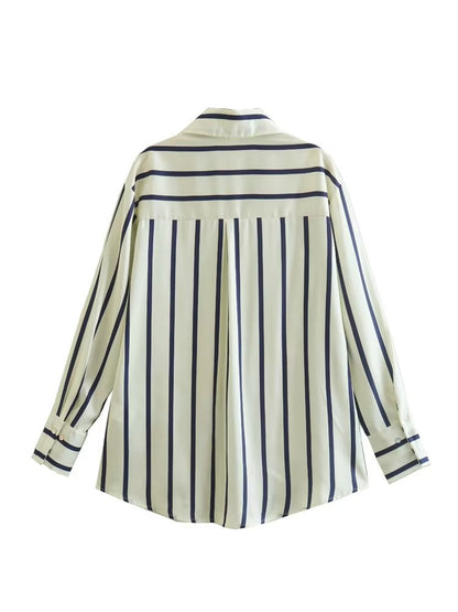 New Fashion Straight Striped Women Shirt