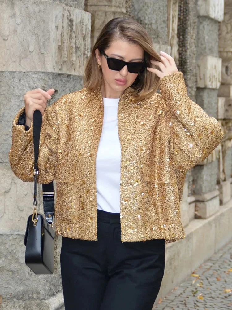 Sequined Bomber Jacket