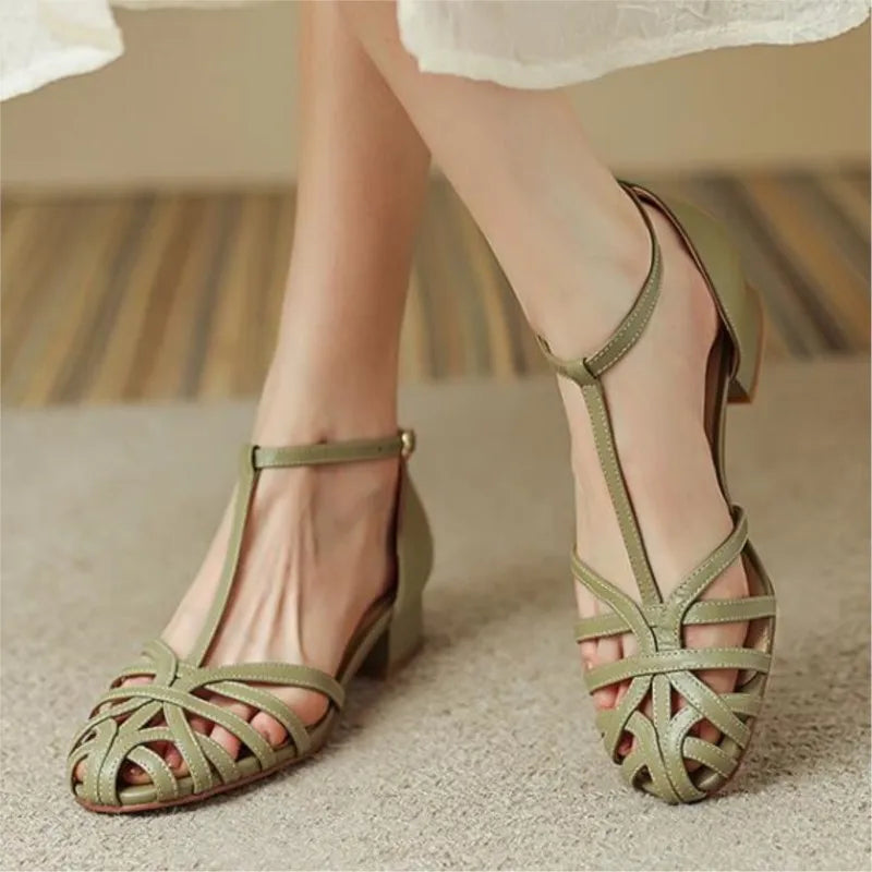 T-shaped Woven Sandals