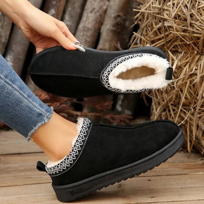 Chelsea Ankle Snow Boots Women Winter 2023 New Brand Fur Short Plush Warm Flats Slippers Platform Shoes Flip Flops  Botas
