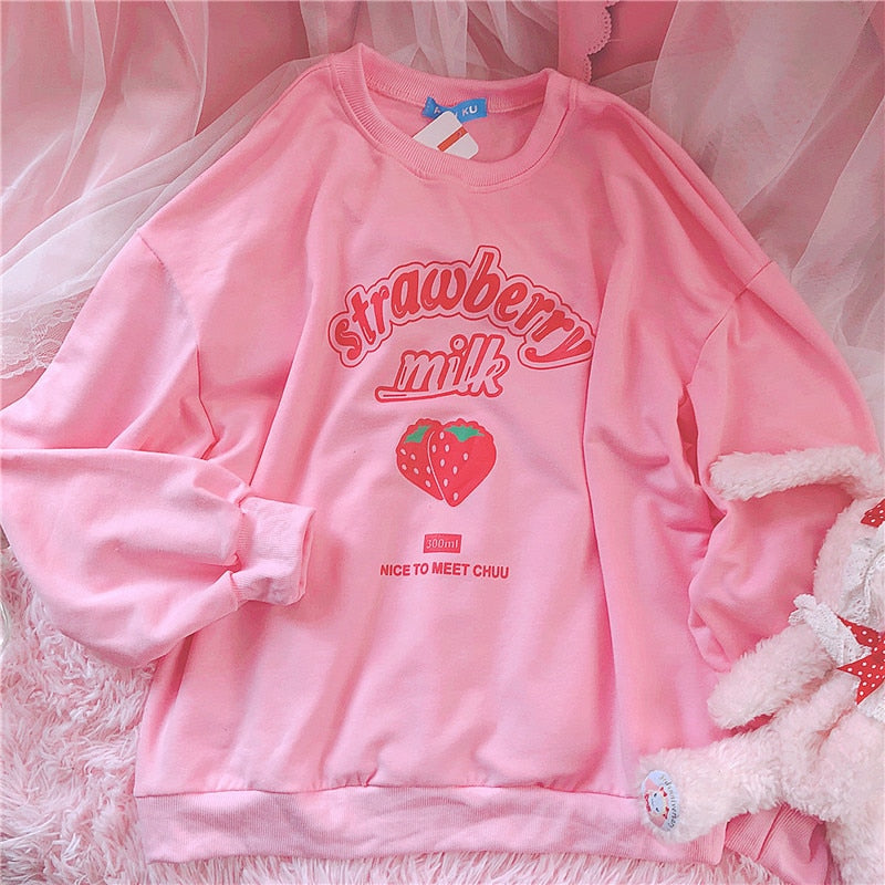 Strawberry Pink Kpop Korean Style Sweatshirt