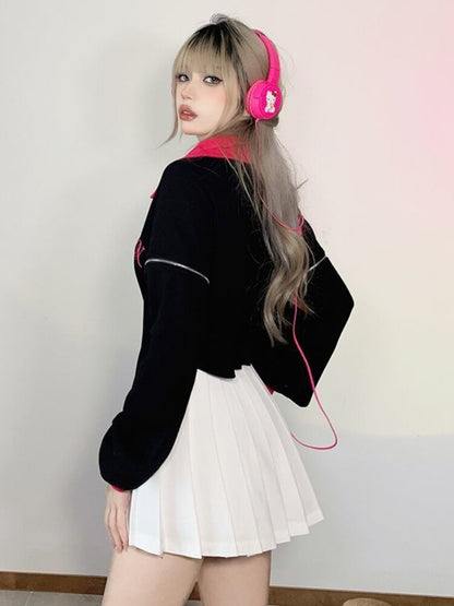 Estetik Yıldız Baskılı Düzensiz Uzun Kollu