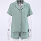 With Shorts Pure Color Sleepwear Set With Pocket