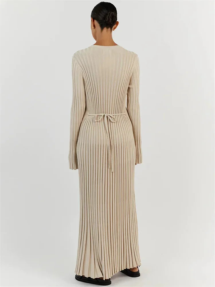 Long Sleeve Loose Knit Maxi Dress