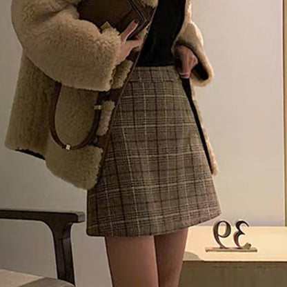 Plaid Slim Korean Style Casual Skirt