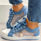 Lace Canvas Flat Sneakers