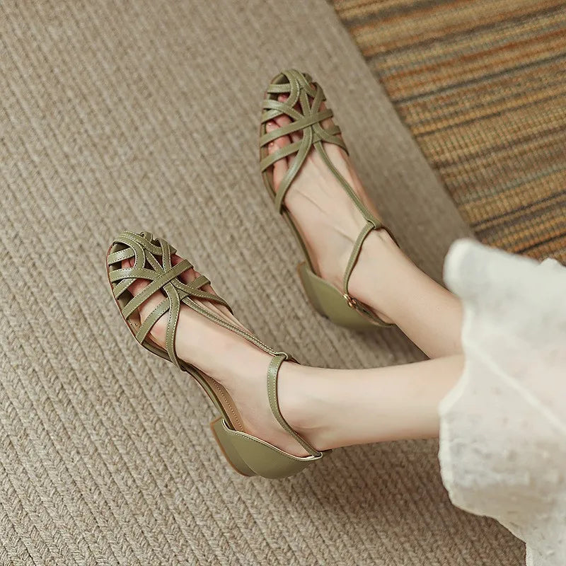 T-shaped Woven Sandals