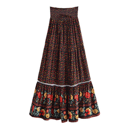 Floral Print Bohemian High Waist Skirt