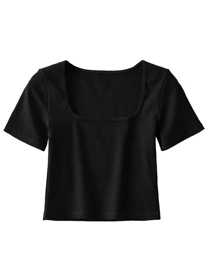 Square Neck Short Sleeve Crop