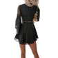 Long Sleeve Chiffon A Line Mini Dress