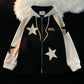 Retro Star Patch Zipper Hoodie