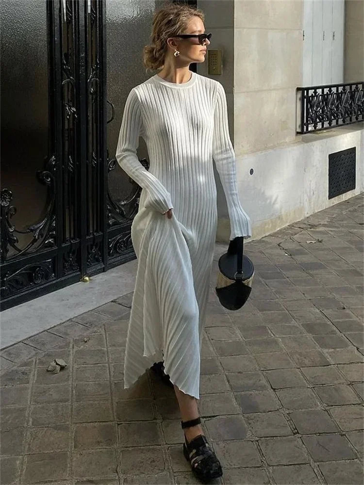 Long Sleeve Loose Knit Maxi Dress