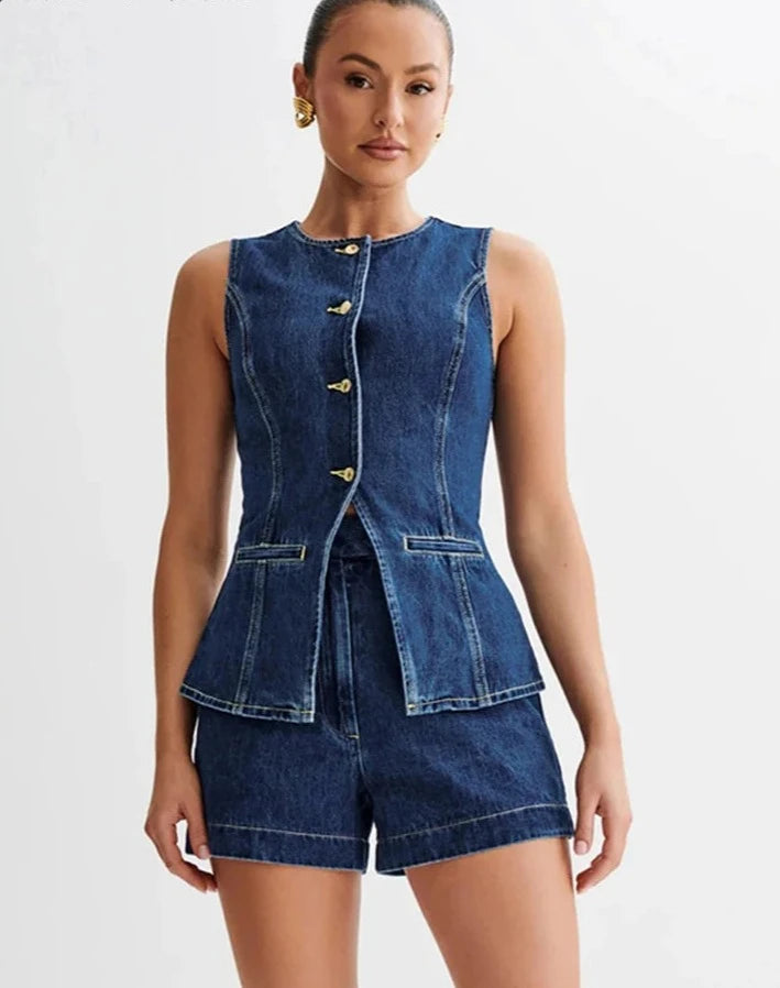 Denim Women Two Pieces Sets