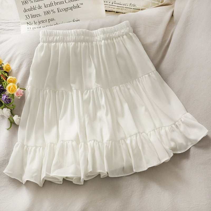 High Waist Slim Pleated A-Line Mini Skirts