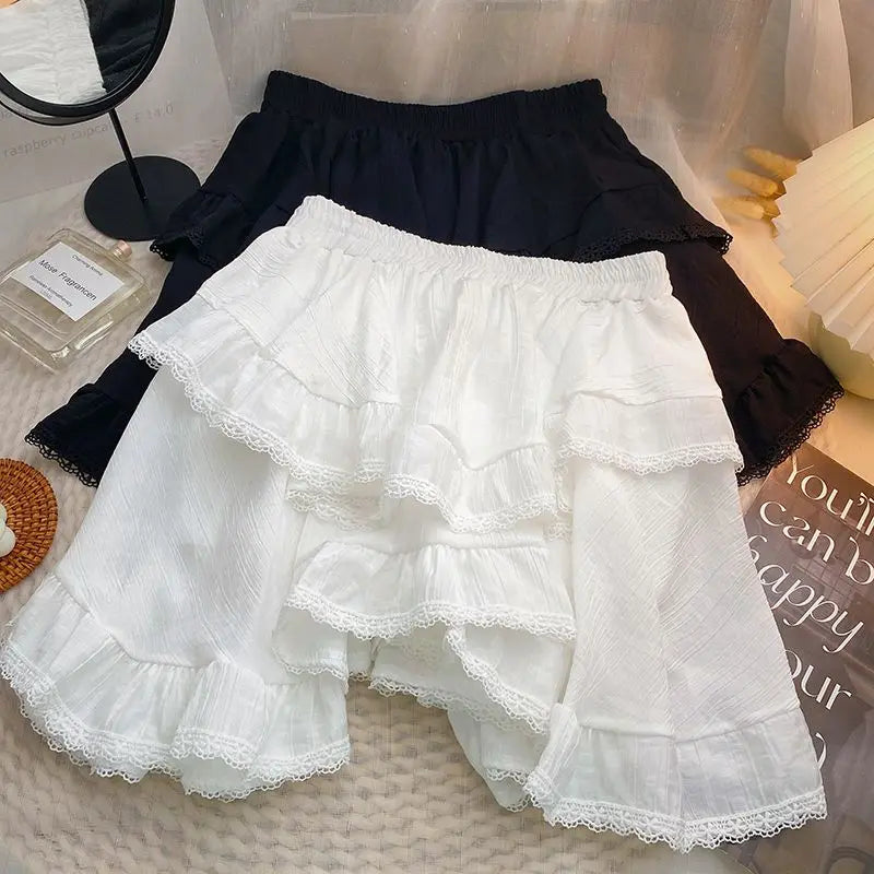 Elastic Waist White Skirt