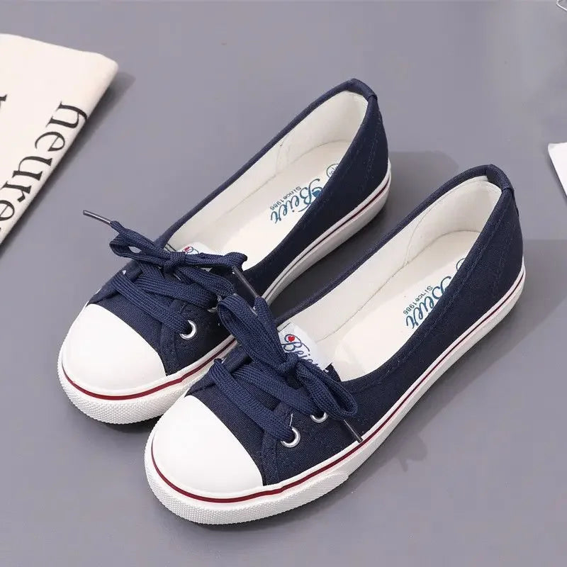 Lace-up casual canvas shoes for women