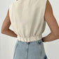 Linen Sleeveless V-neck Vest Crop