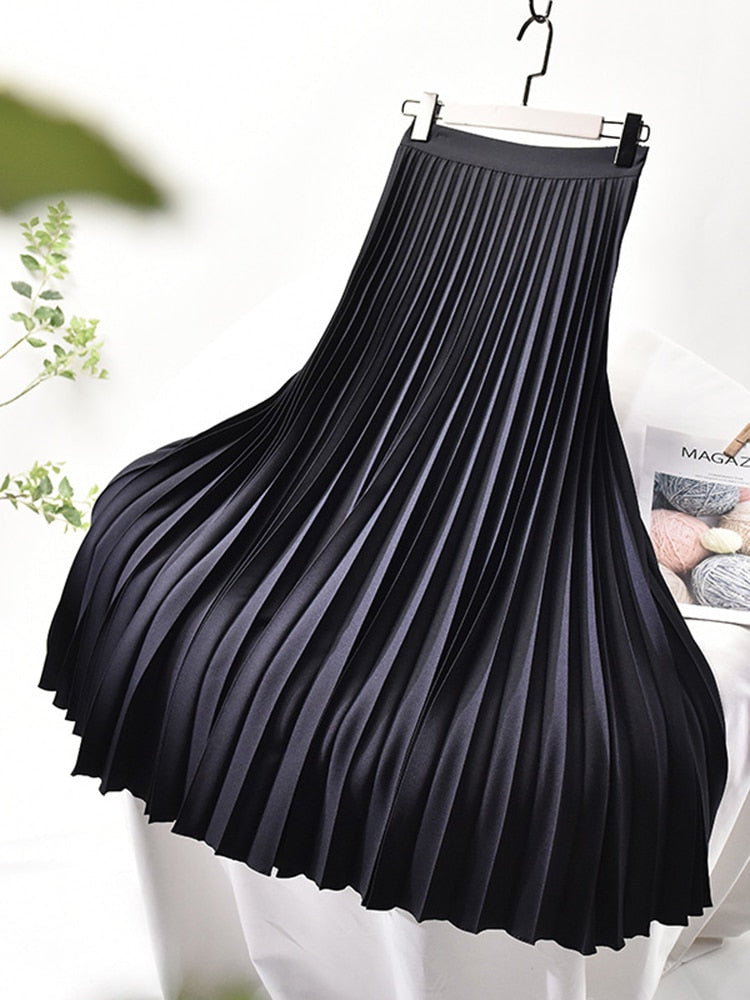 Chic Pleated Skirt High Waist Luxury – BooyoShop