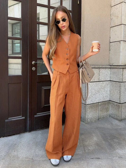 Chic Vest ＆ Pants Suit Two-Piece