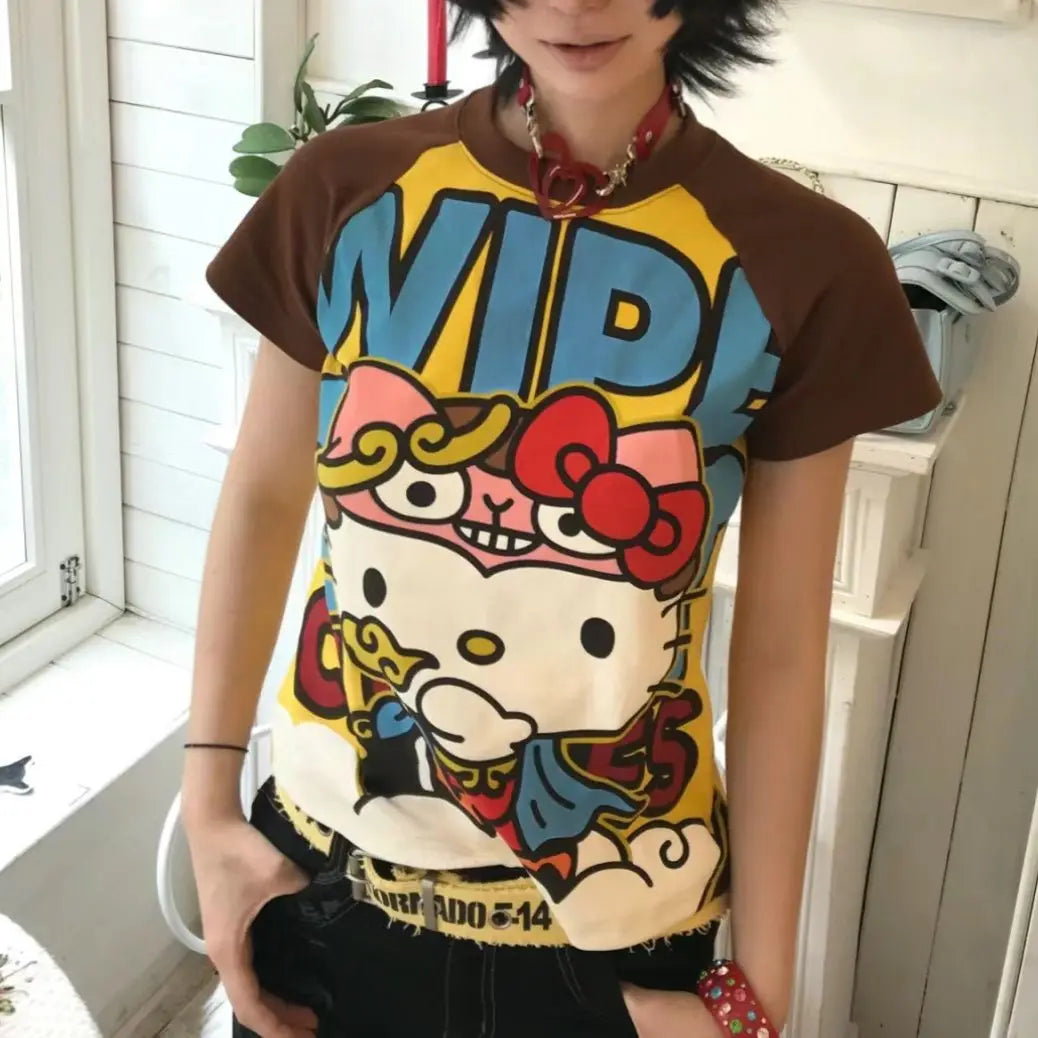 Hello Kitty Cartoon Printed T-shirt