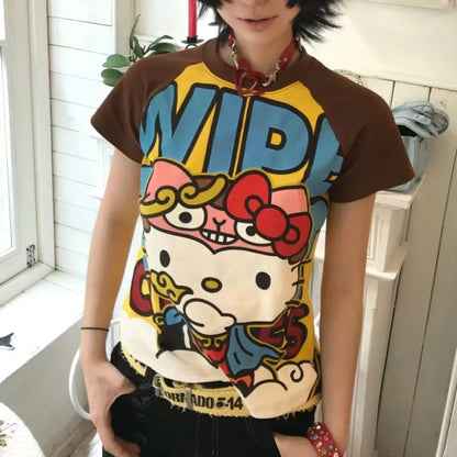Hello Kitty Cartoon Printed T-shirt